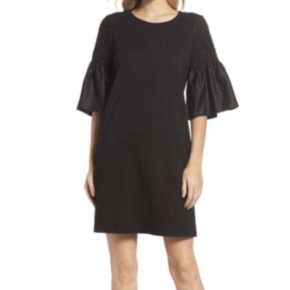 Kobi Halperin Women's Suzette Shift Dress Black Statement Sleeves XL Ruffle - Picture 1 of 11